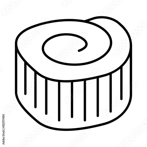 Sushi piece of fish fillet thin line icon, japanese food concept. Vector graphics. Seafood sushi, seafood sign on white background, style icon mobile or web design.