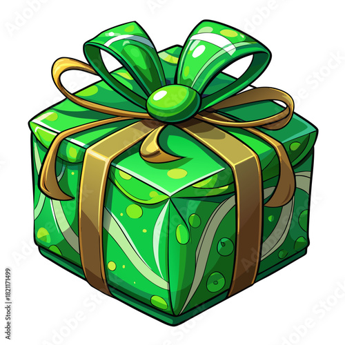 Gift,color Green , real print Style, white background