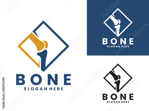Elbow bone with rhombus logo design vector template, bone logo design vector template