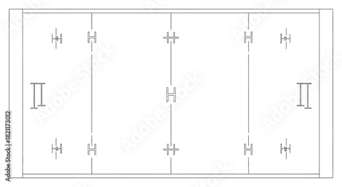 Top-down view of a swimming pool with lanes and starting blocks, illustrating a sports facility.