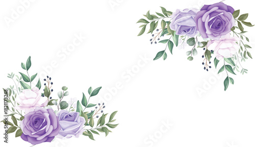 Elegant floral arrangement of lavender roses with lush green foliage, perfect for adding a touch of romance to any design. 