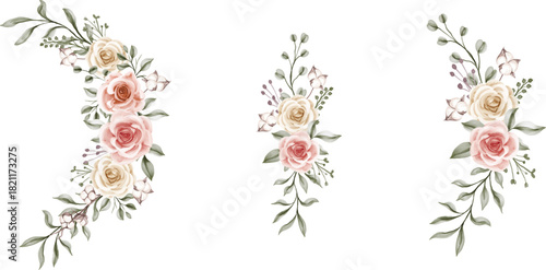 Elegant floral arrangement featuring soft pastel-colored roses and delicate greenery