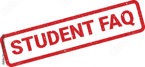 Grunge rubber stamp displaying text Student FAQ angled for quick access information or common inquiry sections