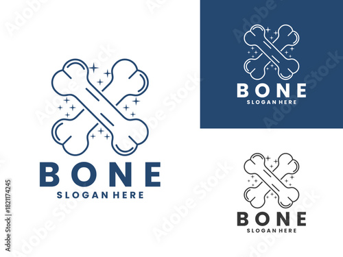 Human bone line logo design vector. Simple bone logo design vector