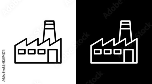 Factory With Icon Set Design