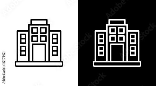 Corporate Building With Icon Set Design