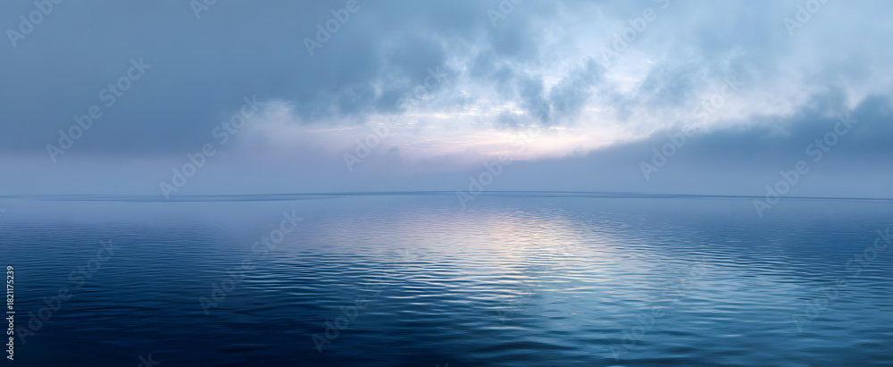Fototapeta premium Morning light shines on calm waters while mindfulness gently spreads.