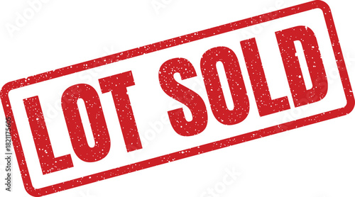 Grunge textured stamp displaying lot sold, ideal for marking completed property sales and real estate transactions