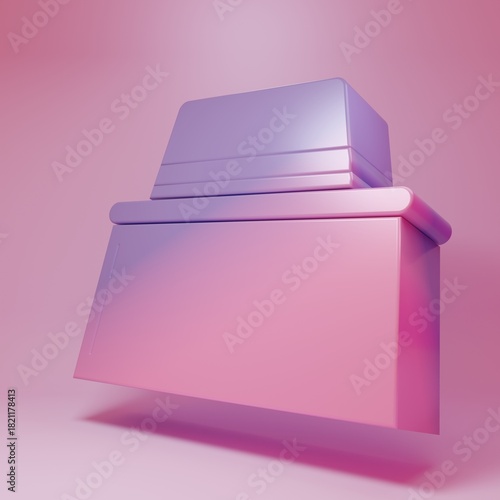 Purple-pink Beekeeper with protect hat icon isolated on pink background. Special protective uniform. Minimalism concept. 3D render illustration