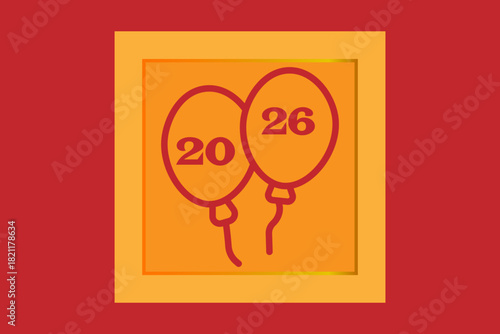 This is a minimalist digital graphic featuring two balloons tethered together.