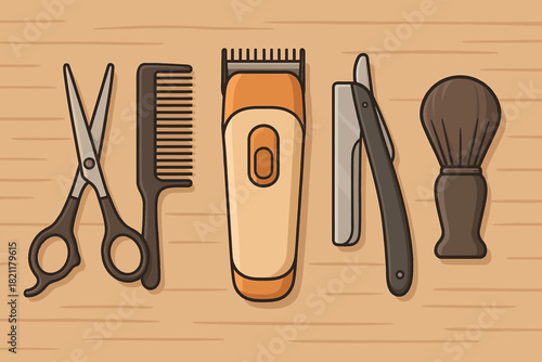 vector illustration of a hair cutting set