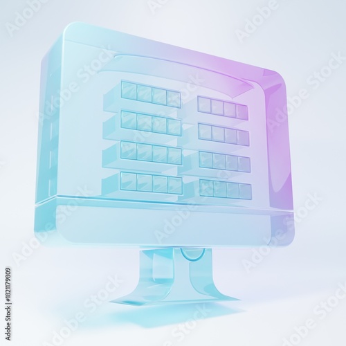 Frosted glass Buy cinema ticket online icon isolated on white background. Service Concept. Minimalism concept. 3D render illustration