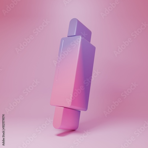 Purple-pink Rolling pin icon isolated on pink background. Minimalism concept. 3D render illustration
