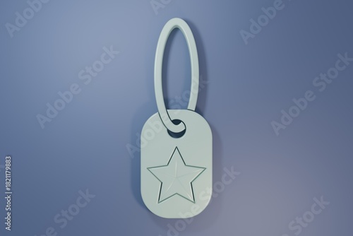 Grey Military dog tag icon isolated on purple-blue background. Identity tag icon. Army sign. Minimalism concept. 3D render illustration