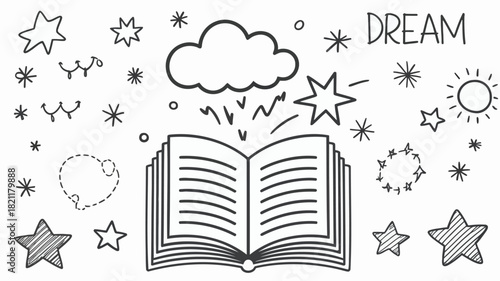 An open book icon representing a dream journal symbolizing creativity imagination and personal reflection