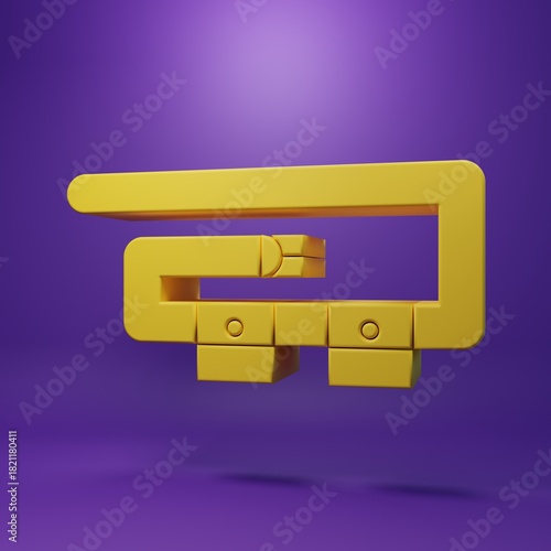 Yellow Diving belt icon isolated on purple background. Scuba gear. Diving underwater equipment. Minimalism concept. 3D render illustration