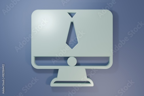 Grey Video chat conference icon isolated on purple-blue background. Online meeting work form home. Remote project management. Minimalism concept. 3D render illustration