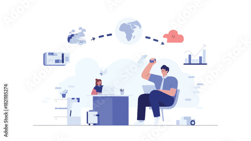 Abstract geometric illustration of establishing clear boundaries with vibrant color blocks and clean lines suitable for presentations infographics and digital design