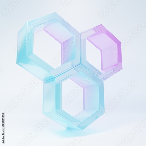 Frosted glass Honeycomb icon isolated on white background. Honey cells symbol. Sweet natural food. Minimalism concept. 3D render illustration