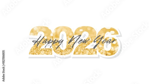 2026 gold New year banner, video.