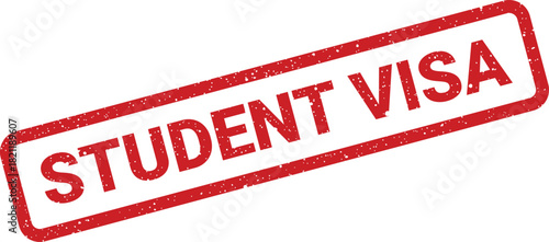 Grungy vector stamp featuring the words student visa displayed with a vintage worn look for official documentation use