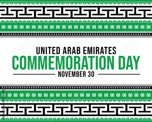 Photography United arab emirates commemoration day graphic with green and black decorative b