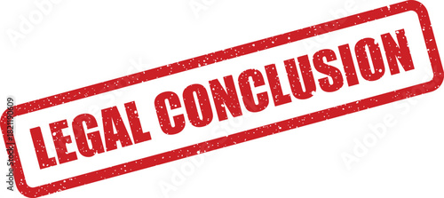 Official legal conclusion rubber stamp design featuring a grunge texture for marking final decisions and outcomes