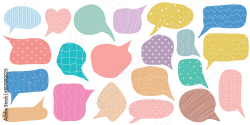 Set of cute stickers with hand drawn patterns. Collection of abstract shapes for journaling, planners, note taking and collage making. Atmospheric adorable patches. Vector elements