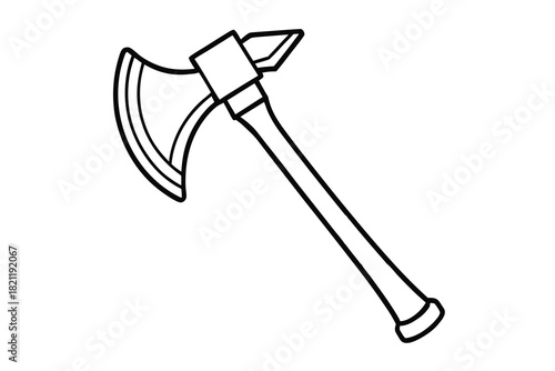 axe outline coloring book page line art vector illustration