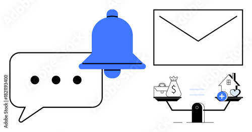 Notification concept. Notifications for messaging services, email alerts, and financial decision-making. Notifications enhance communication, manage tasks, and simplify daily operations. Digital