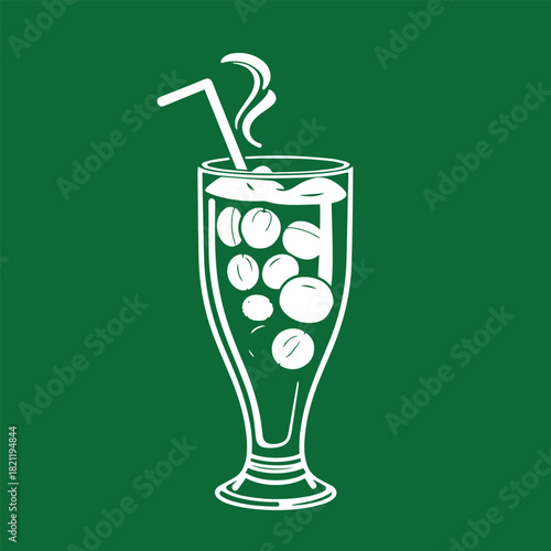 Drawing of a cocktail with lemon vector.