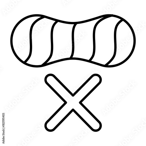 Rag and cross thin line icon, manual washing concept. Vector graphics. Prohibiting of cloth wringing, prohibited sign on white background, style icon mobile or web design.