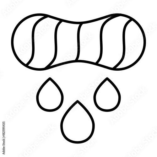 Wet cloth with drops of water thin line icon, manual washing concept. Vector graphics. Wrung out of laundry cloth, wringing sign on white background, style icon mobile or web design.