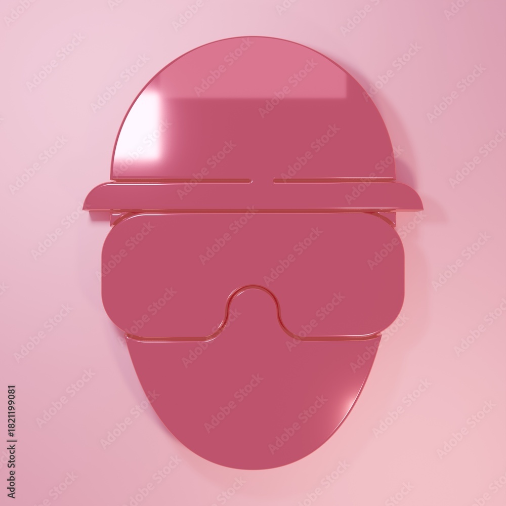 Fototapeta premium Pink Special forces soldier icon isolated on pink background. Army and police symbol of defense. Minimalism concept. 3D render illustration