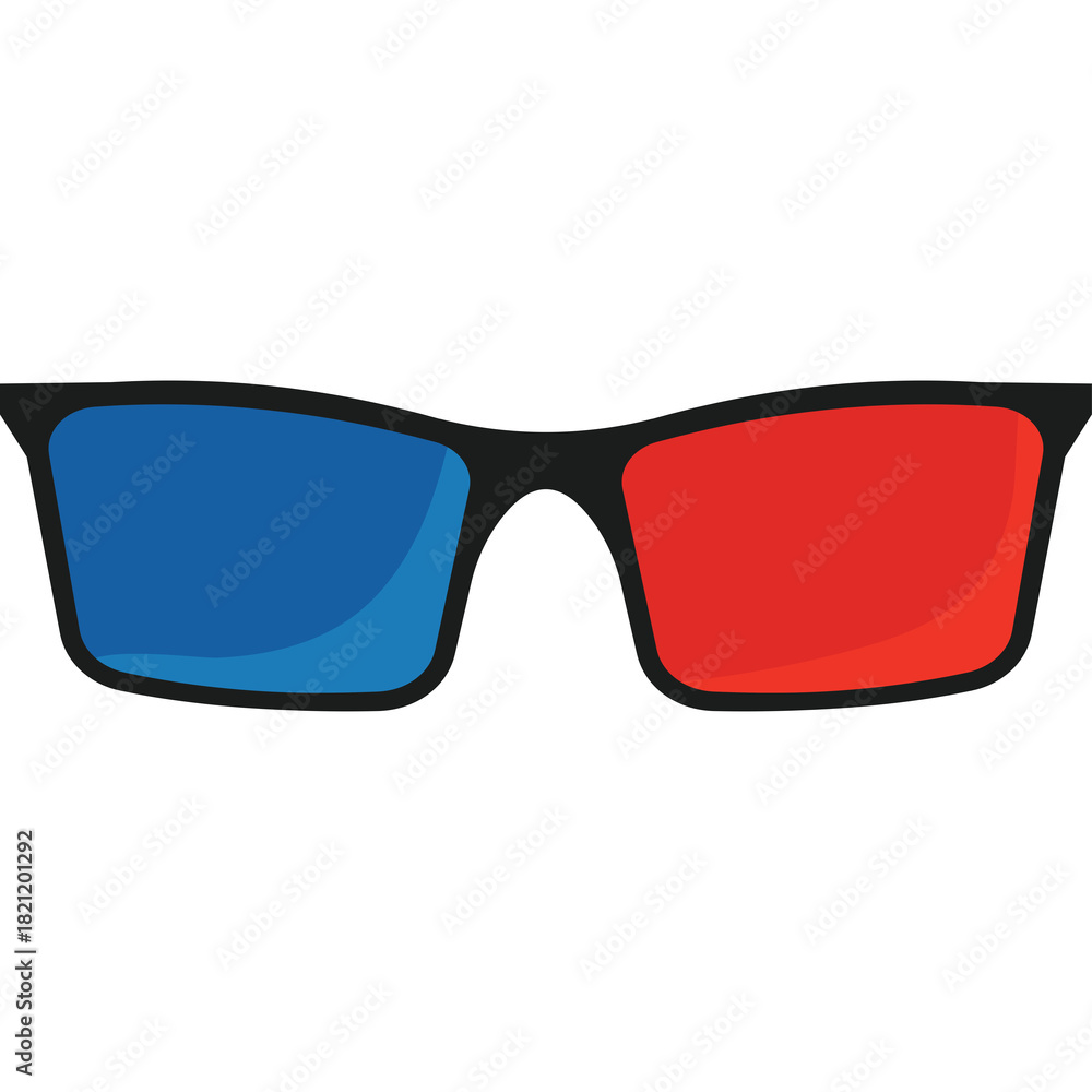 Fototapeta premium Classic Red Blue 3D Glasses With Black Frames And Transparent Background For Immersive Entertainment And Vintage Cinema Experiences