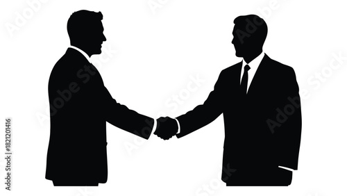 Business handshake silhouette isolated on white background, Vector