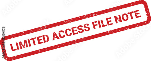 Rectangular distressed stamp with textured surface indicating limited access for a file note document