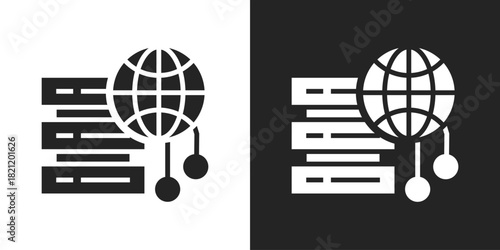 Big Data Icon In Black And White Glyph Style