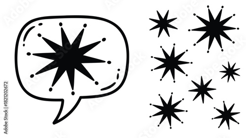 Dynamic speech bubble with a vibrant starburst explosion perfect for announcements and creative projects