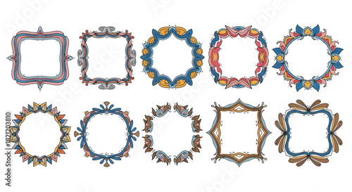 Set of Decorative Frames Elegant Vintage Designs for Various Creative Projects and Aesthetic Appeal