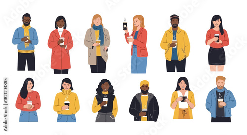 Diverse group of people holding cups, representing connection and daily life