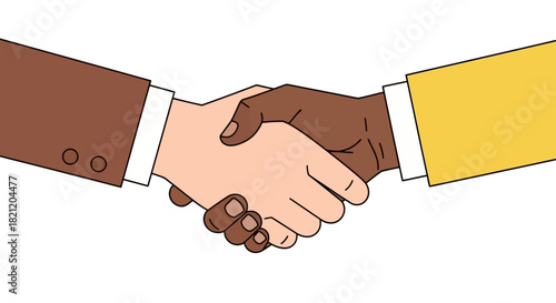 Professional handshake between two diverse individuals, symbolizing successful business collaboration, agreement, and mutual respect in a global partnership environment