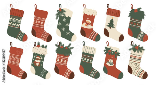 Festive Christmas Stocking Collection Holiday Cheer in a Variety of Designs for Seasonal Decor