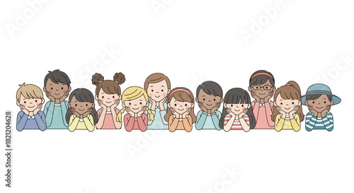 Children of the World A Colorful Illustration of Diverse Children