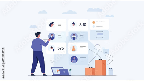Illustrative graphic depicting customer segmentation using crm data featuring colorful charts data points and analytical diagrams for business insights and marketing strategies