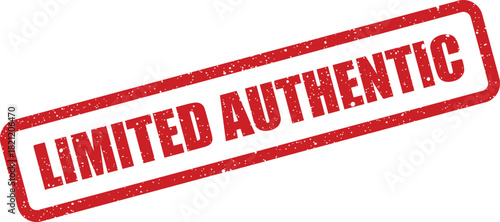 Rectangular grunge rubber stamp with LIMITED AUTHENTIC text, signifying verifiable quality and exclusive originality