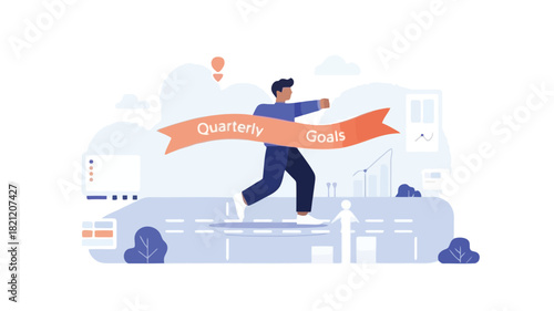 Dynamic illustration of a determined athlete crossing the finish line symbolizing achievement victory and the culmination of effort with vibrant colors and clean vector lines