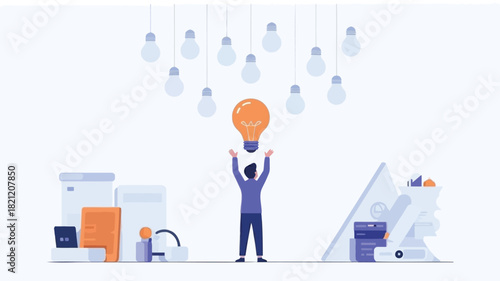 A stylized illustration of a solitary figure reaching out to grasp a single luminous orange orb set against a dark abstract background with subtle gradients and geometric elements
