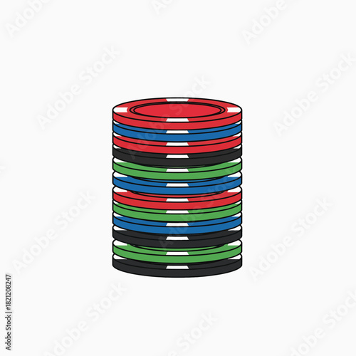 A Stack of Colorful Casino Gambling Chips Used for Betting and Games of Chance