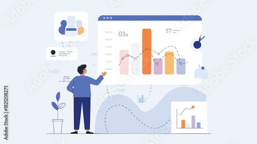 Abstract geometric illustration featuring a central insight or data visualization utilizing a vibrant cmyk color palette with bold lines and clear typography for impactful communication